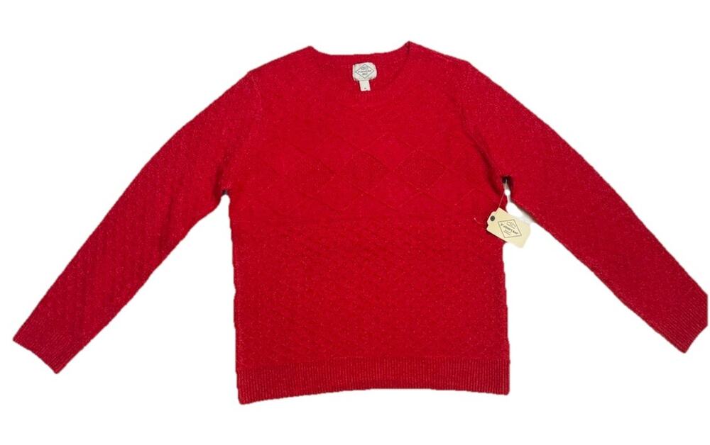 Long-Sleeve Crew Neck Women's- Size M -St. John's Bay Red Designer Sweater - NWT
